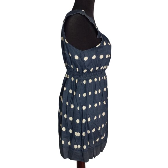 Edme & Esyllte 6 Dress Anthropologie Navy Blue Polka Dot Sleeveless Mini Sheer - Picture 4 of 9